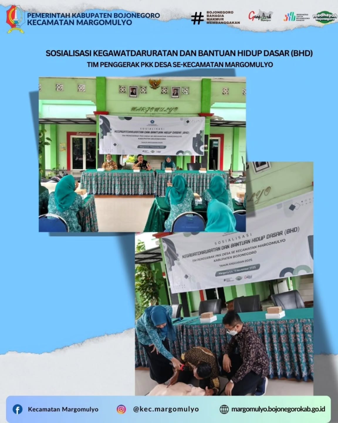 Sosialisasi Kegawatdaruratan & Bantuan Hidup Dasar (BHD) TP PKK se-Kecamatan Margomulyo