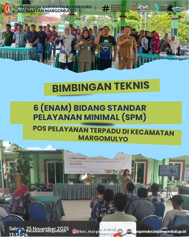 Pelaksanaan Bimtek 6 Bidang SPM di Pos Pelayanan Terpadu Kecamatan Margomulyo