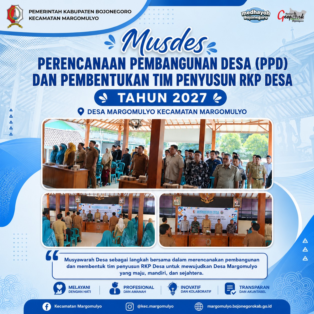 Musdes PPD dan Pembentukan Tim Penyusun RKP Desa Tahun 2027 Desa Margomulyo Berlangsung Lancar