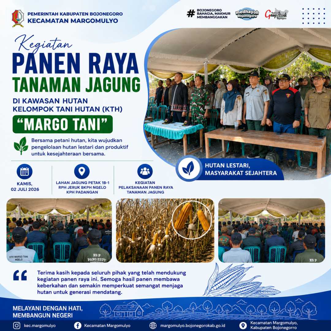 Panen Raya Jagung KTH Margo Tani, Wujud Sinergi Pengelolaan Hutan Produktif dan Ketahanan Pangan