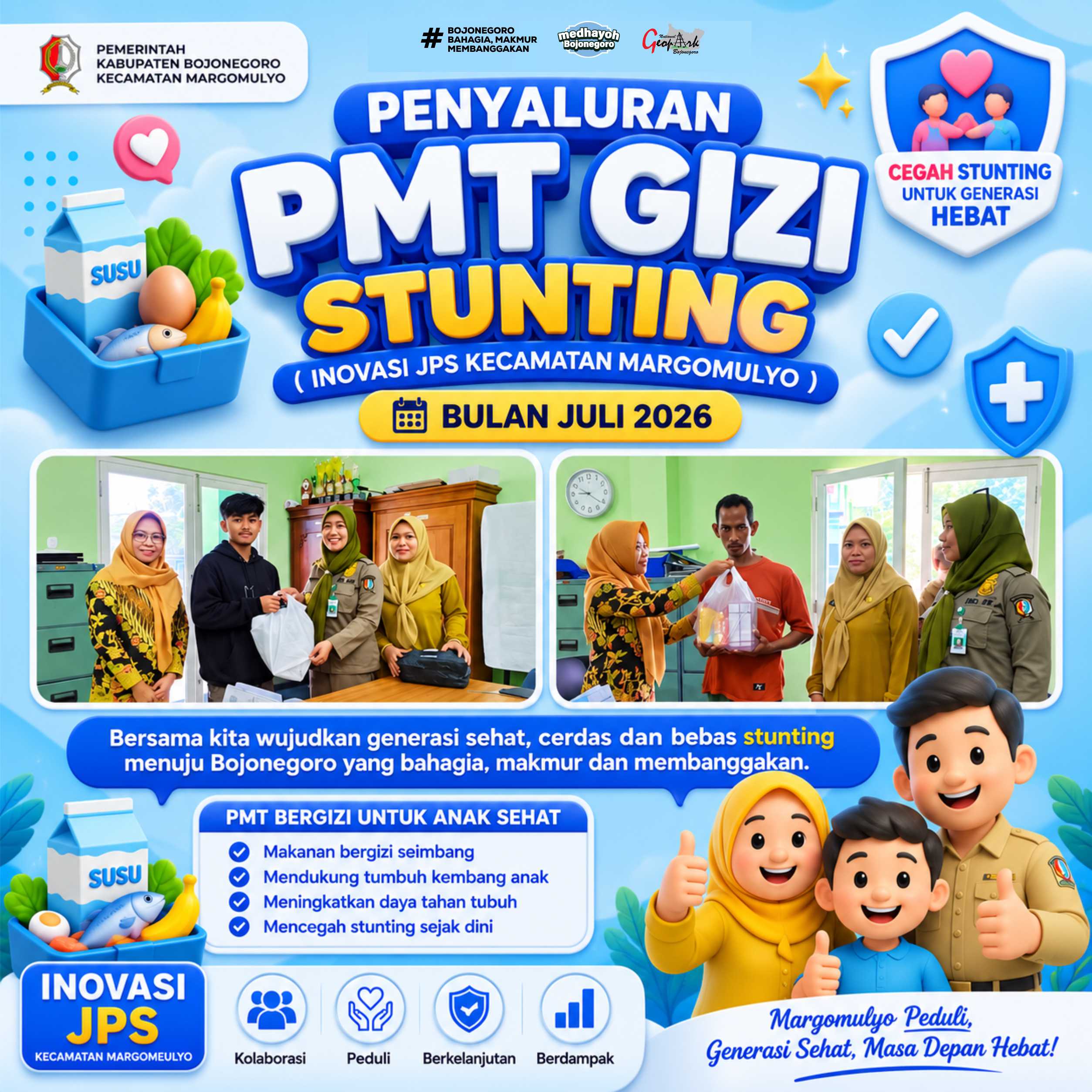Langkah Nyata Cegah Stunting, Kecamatan Margomulyo Salurkan PMT Bergizi Melalui Inovasi JPS