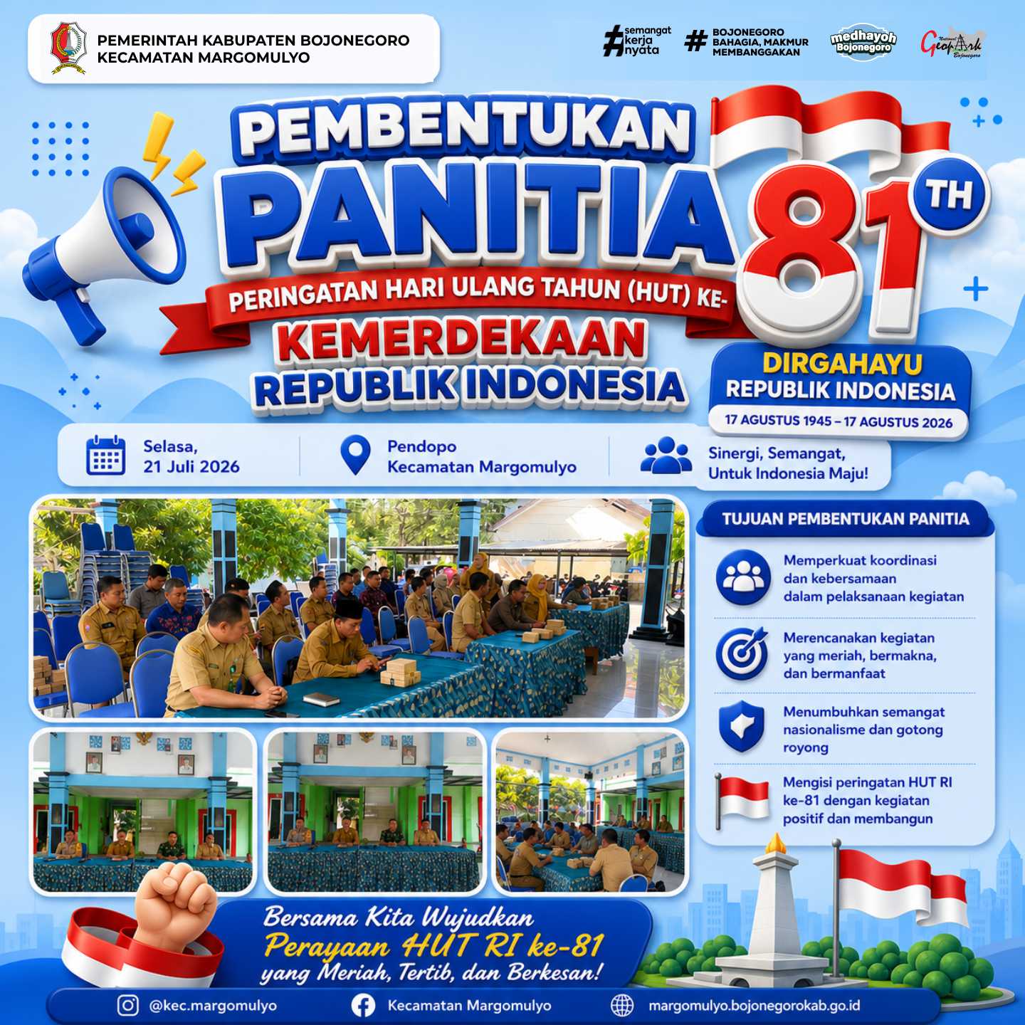 Semangat Kemerdekaan Dimulai! Kecamatan Margomulyo Bentuk Panitia HUT Ke-81 Kemerdekaan RI