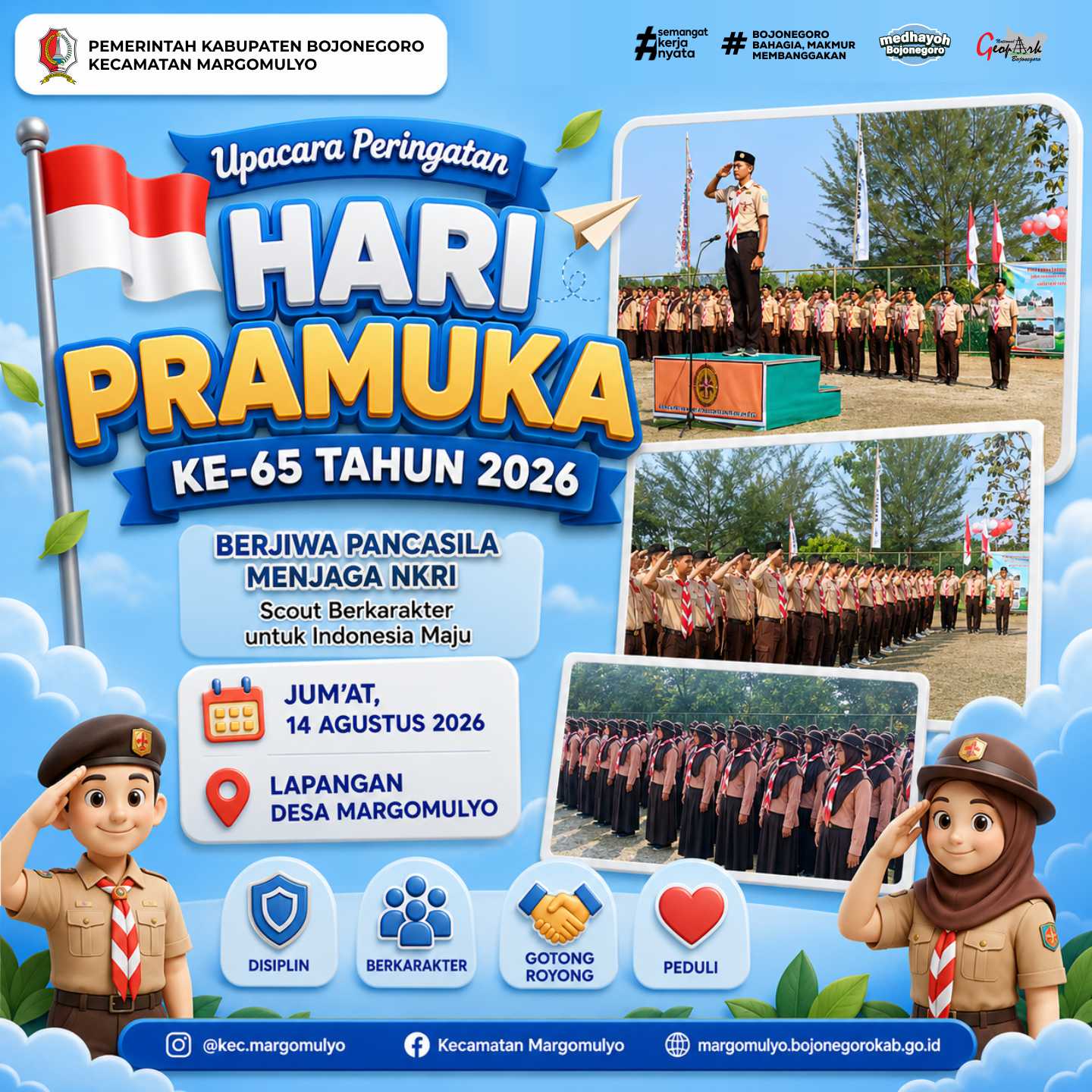 Semangat Pramuka Membara! Upacara Hari Pramuka ke-65 di Kecamatan Margomulyo Berlangsung Khidmat