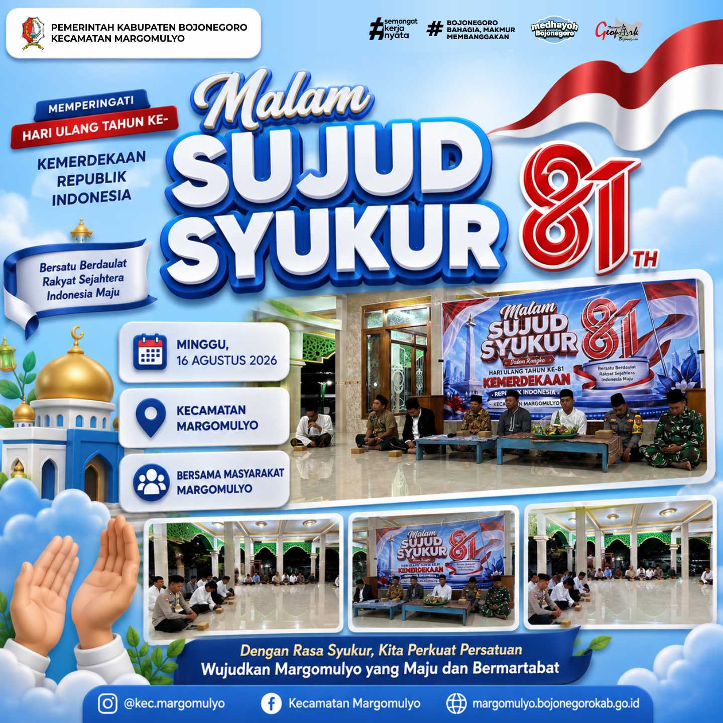 Malam Sujud Syukur di Margomulyo, Wujudkan Rasa Syukur dan Semangat Persatuan HUT Ke-81 RI