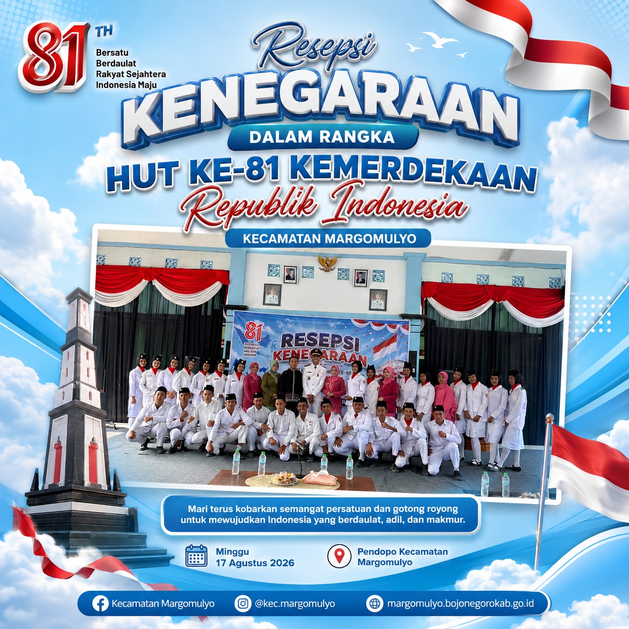 Resepsi Kenegaraan HUT Ke-81 RI di Kecamatan Margomulyo, Meriah dan Penuh Semangat Kebangsaan