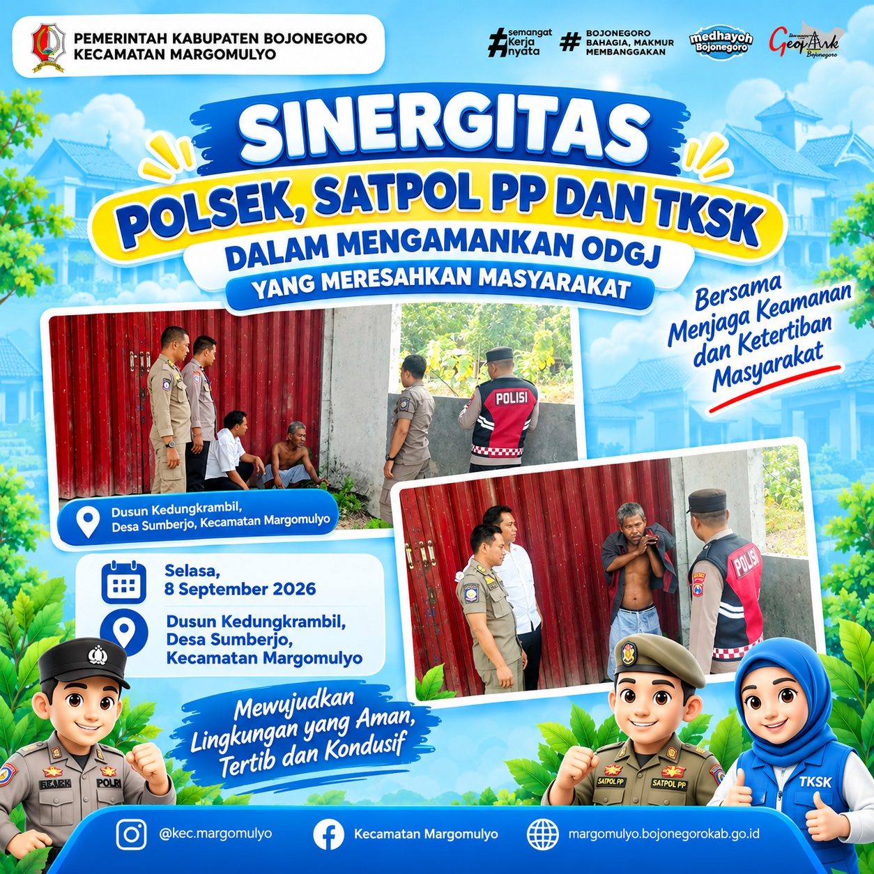 Sinergitas Polsek, Satpol PP dan TKSK Margomulyo Amankan ODGJ Demi Wujudkan Lingkungan Kondusif