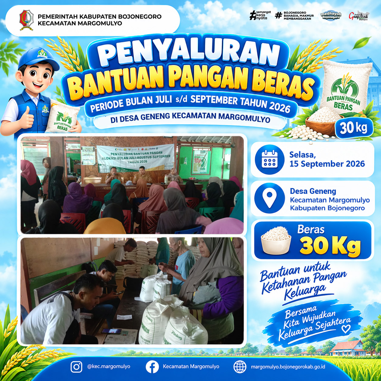 Bantuan Beras 30 Kg Disalurkan untuk Warga Geneng, Dukung Ketahanan Pangan Keluarga 2026