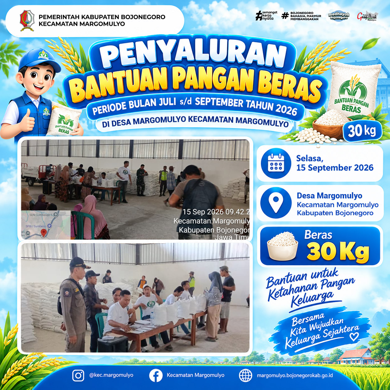 Dukung Ketahanan Pangan, Warga Desa Margomulyo Terima Bantuan Beras Periode Juli-September 2026