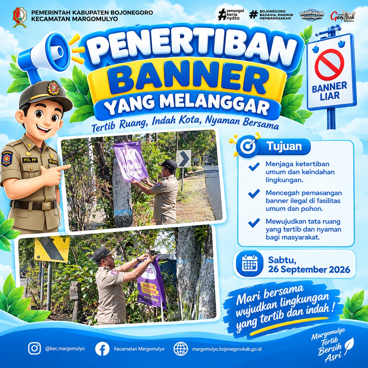 Penertiban Banner di Margomulyo: Jaga Ketertiban, Keindahan, dan Kenyamanan Lingkungan Bersama