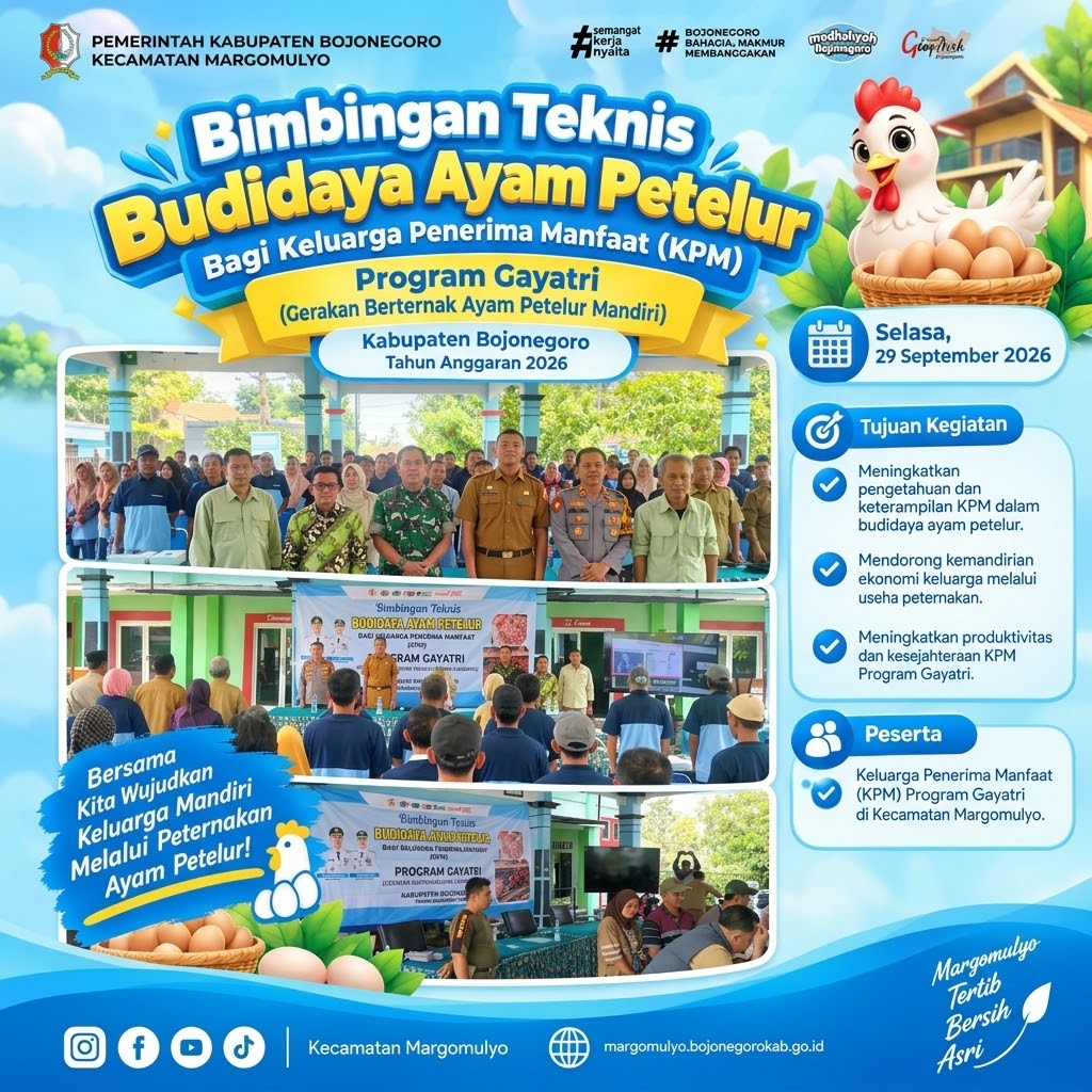 Kecamatan Margomulyo Dorong KPM Gayatri Produktif Melalui Bimtek Budidaya Ayam Petelur Tahun 2026