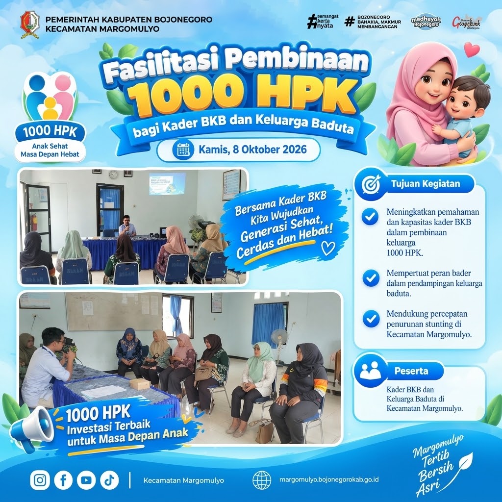 Kecamatan Margomulyo Fasilitasi Pembinaan 1000 HPK, Perkuat Peran Kader BKB dan Keluarga Baduta