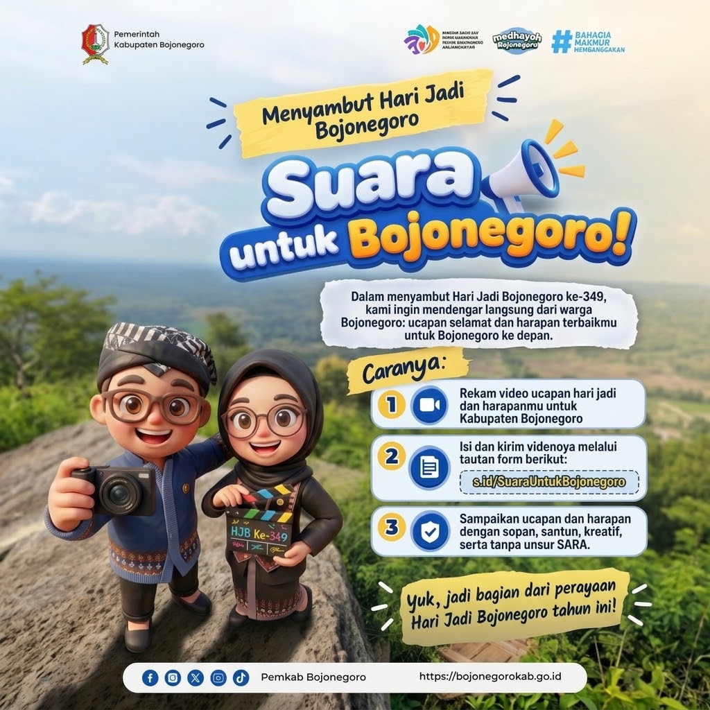 Sambut Hari Jadi ke-349, Pemkab Bojonegoro Ajak Warga Berpartisipasi Lewat Suara untuk Bojonegoro