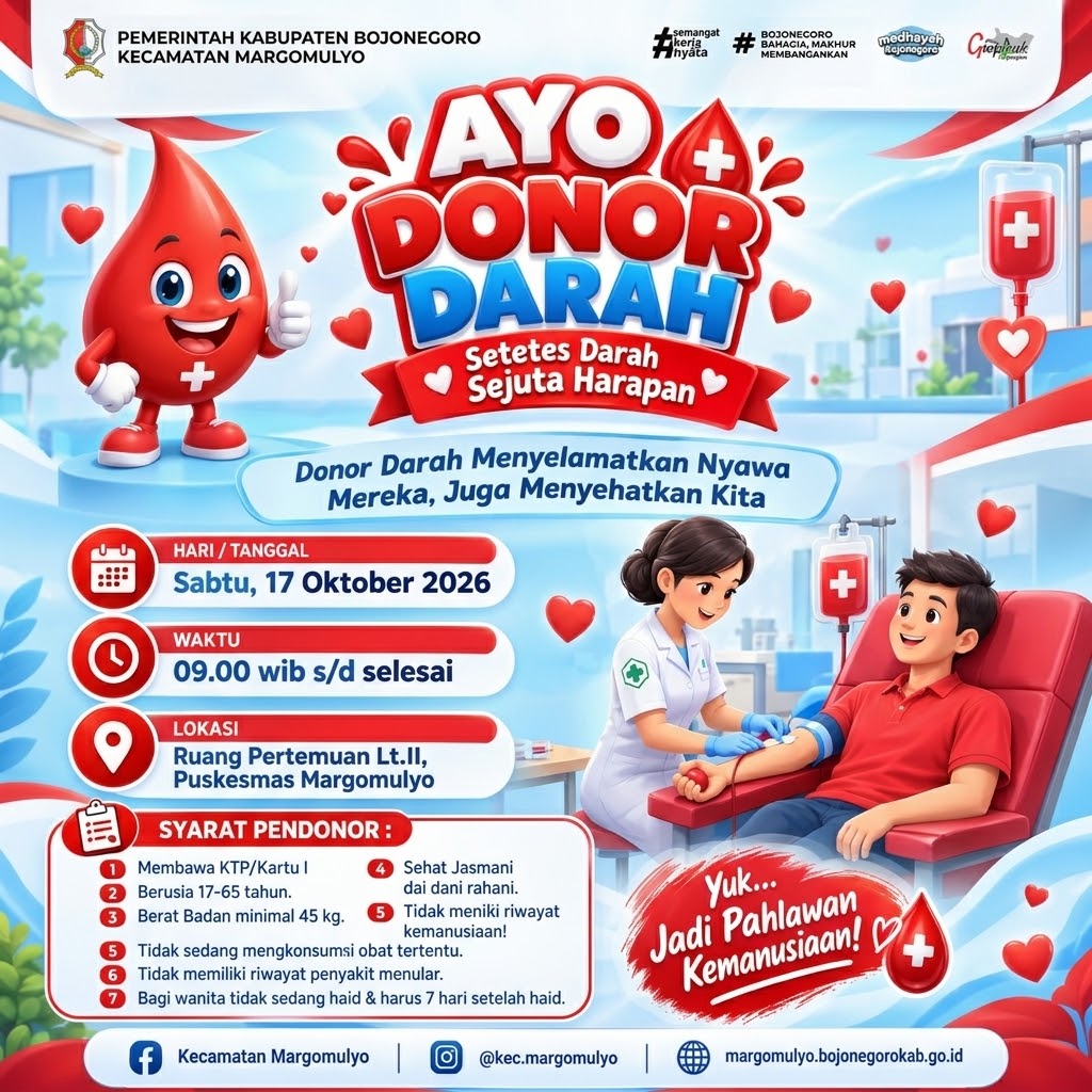 Setetes Darah, Sejuta Harapan: Yuk Ikut Donor Darah di Puskesmas Margomulyo!